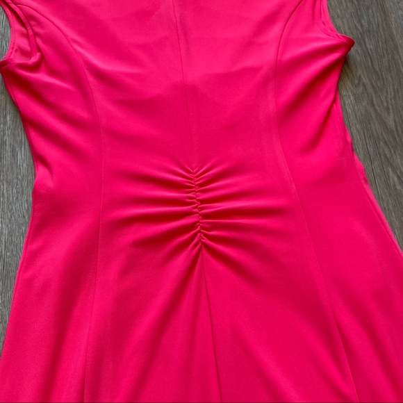 Joseph Ribkoff Dress Strawberry V Neck Ruched Label - Picture 7 of 8